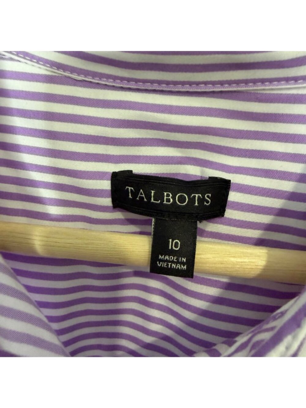TALBOTS cotton stripe shirt dress in purple & white size 10 - Picture 6 of 10